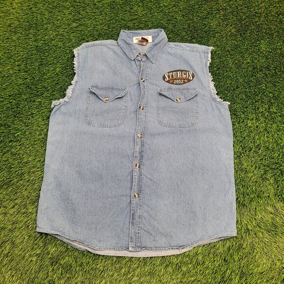 Sturgis Biker Denim Vest 2XL 26x32 Black Hills Rally 2012 - Picture 2 of 13
